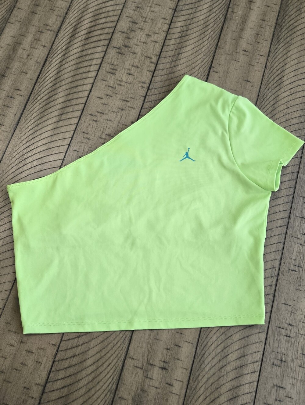 Jordan One-Shoulder Crop Top in Neon Yellow Green
